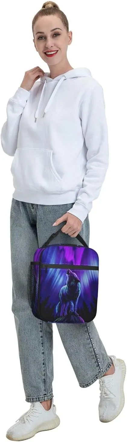 Wolf Lunch Box Insulated Thermal Reusable Lunch Bag Cooler Totes For Men Work Office Picnic Hiking