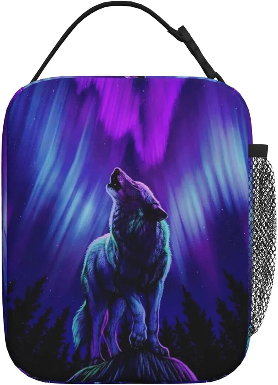 Wolf Lunch Box Insulated Thermal Reusable Lunch Bag Cooler Totes For Men Work Office Picnic Hiking