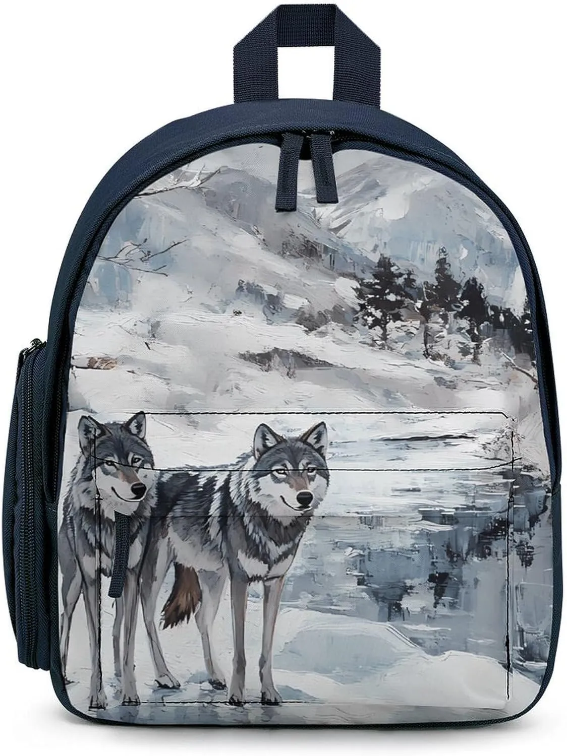 Wolf Wolves By The Stream Simple Backpack Lightweight Cute Printing Shoulder Bag Family Travel Blue-style