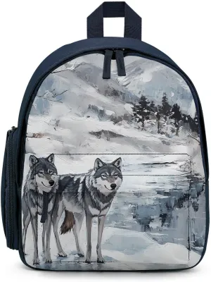 Wolf Wolves By The Stream Simple Backpack Lightweight Cute Printing Shoulder Bag Family Travel Blue-style