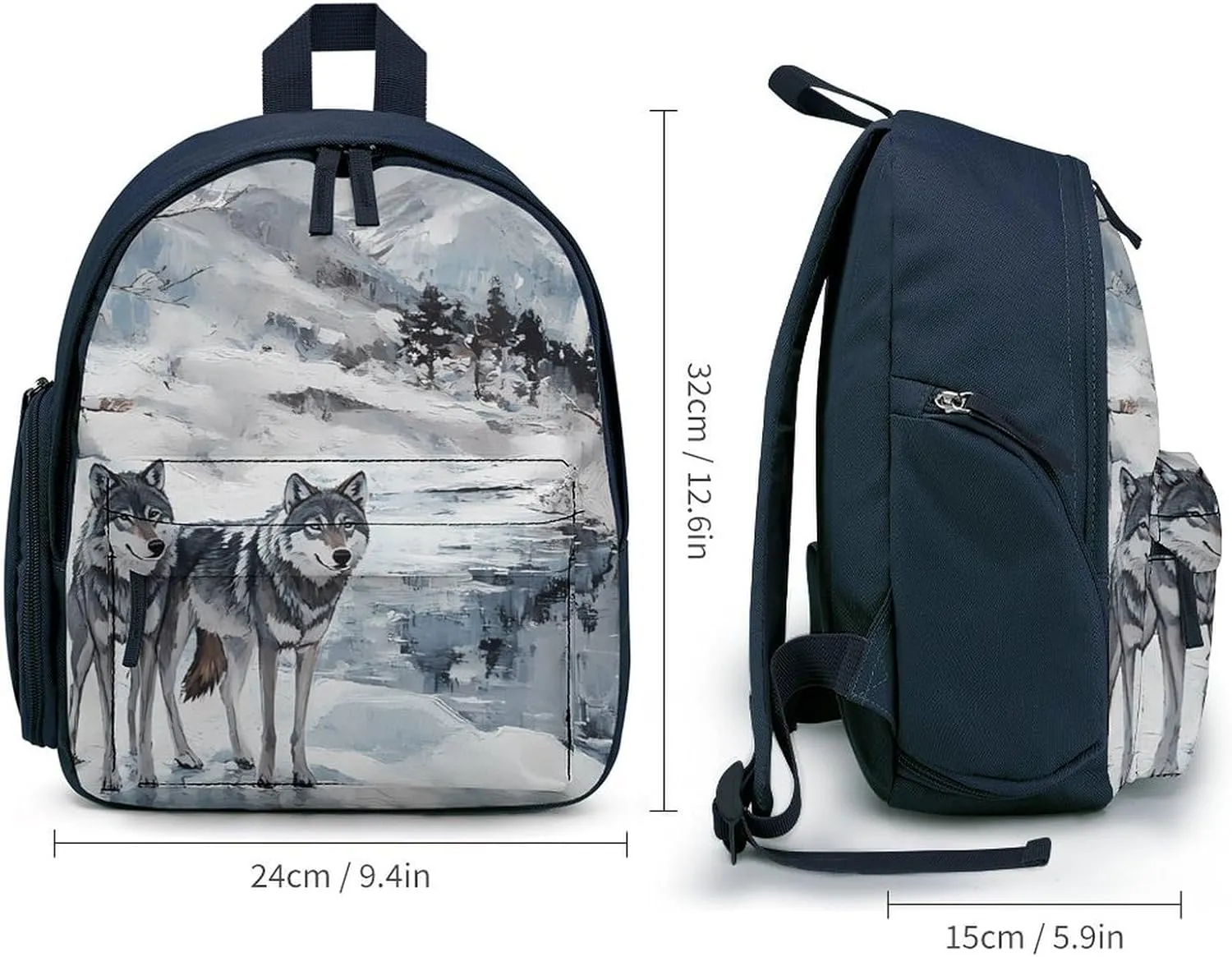 Wolf Wolves By The Stream Simple Backpack Lightweight Cute Printing Shoulder Bag Family Travel Blue-style