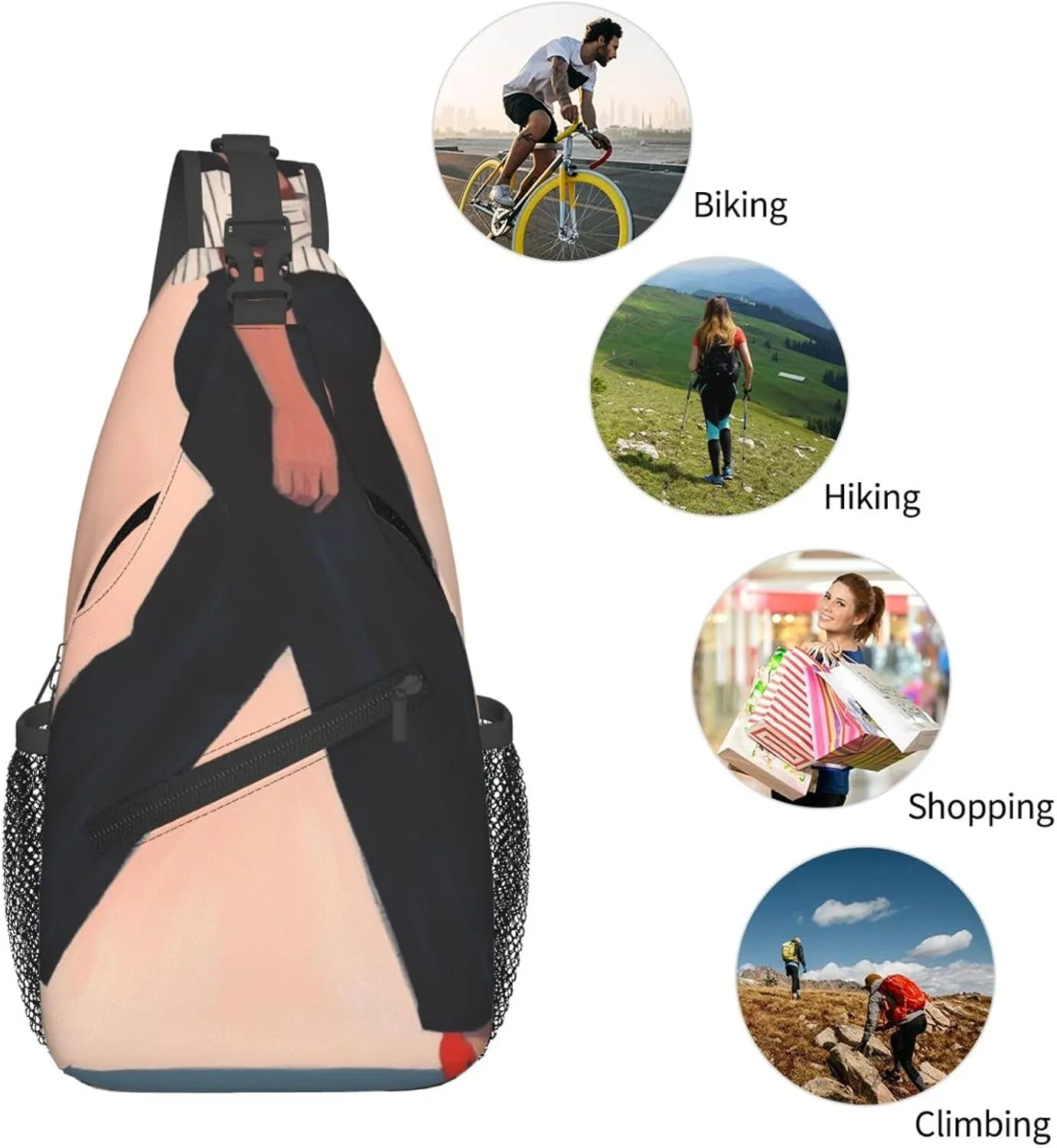 Woman Walking Backpack Travel Hiking Daypack Chest Bags Crossbody Shoulder Bag