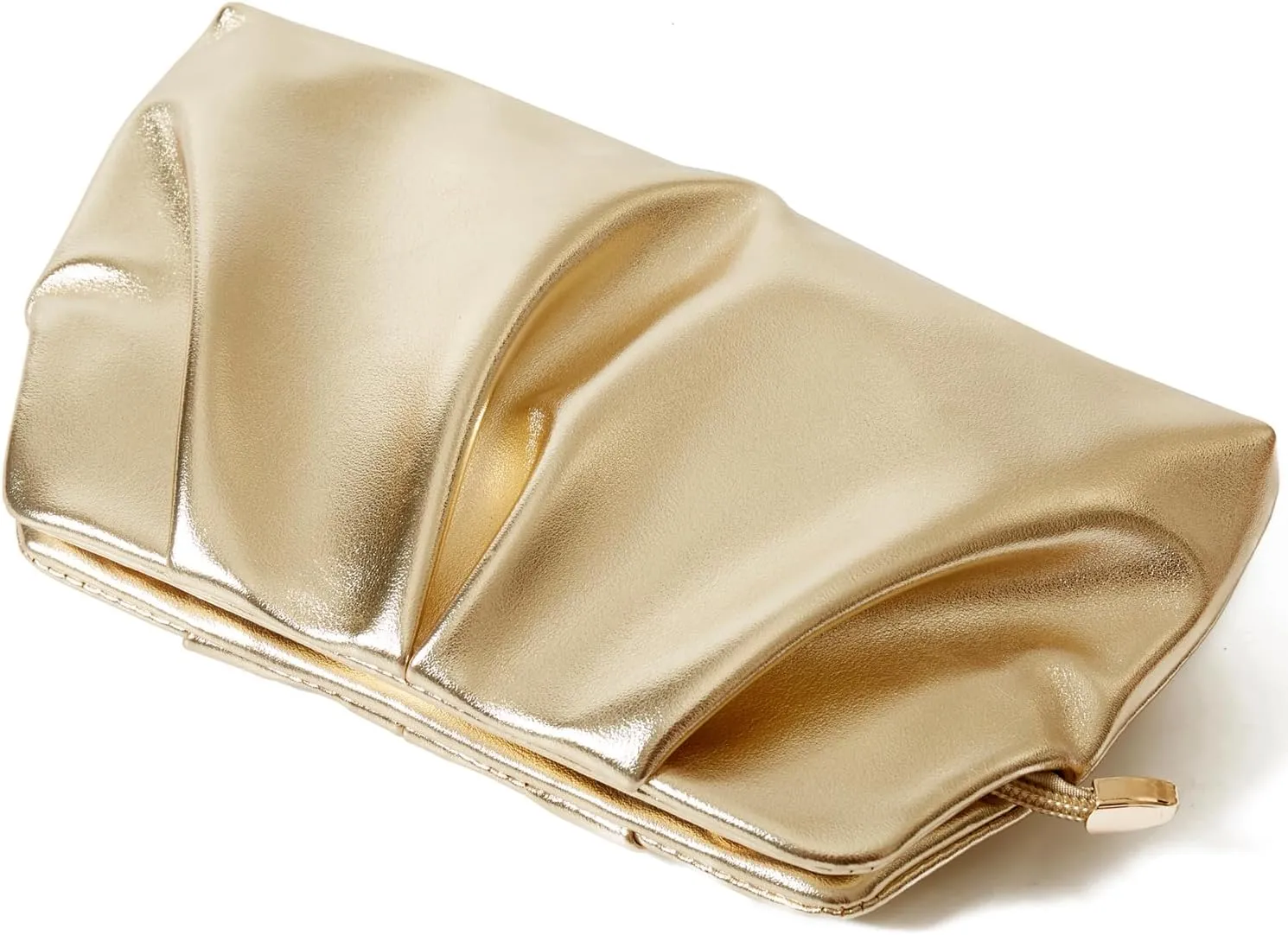 Women Clutch Bag Dressy Formal Handbag Pleated PU Clutch Purse Detachable Chain Crossbody Bag
