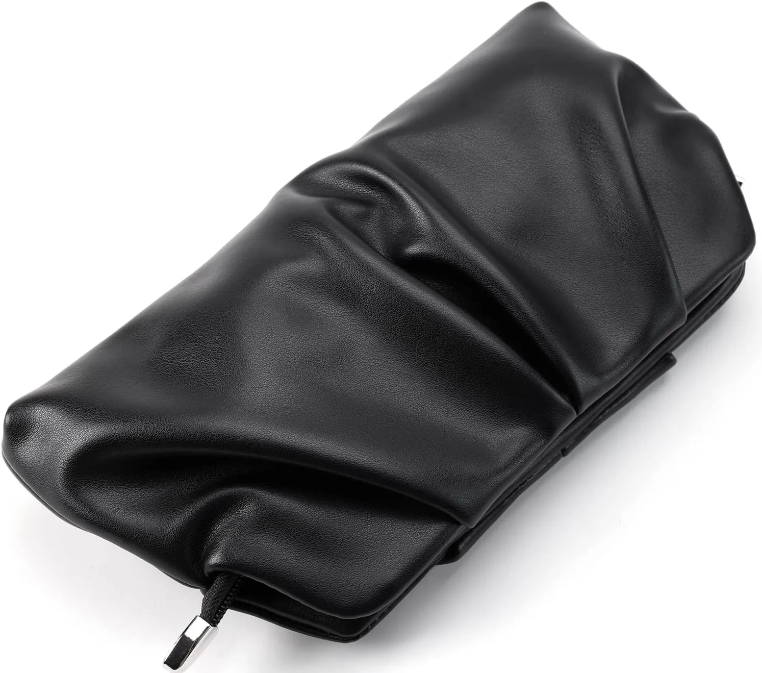 Women Clutch Bag Dressy Formal Handbag Pleated PU Clutch Purse Detachable Chain Crossbody Bag
