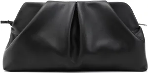 Women Clutch Bag Dressy Formal Handbag Pleated PU Clutch Purse Detachable Chain Crossbody Bag