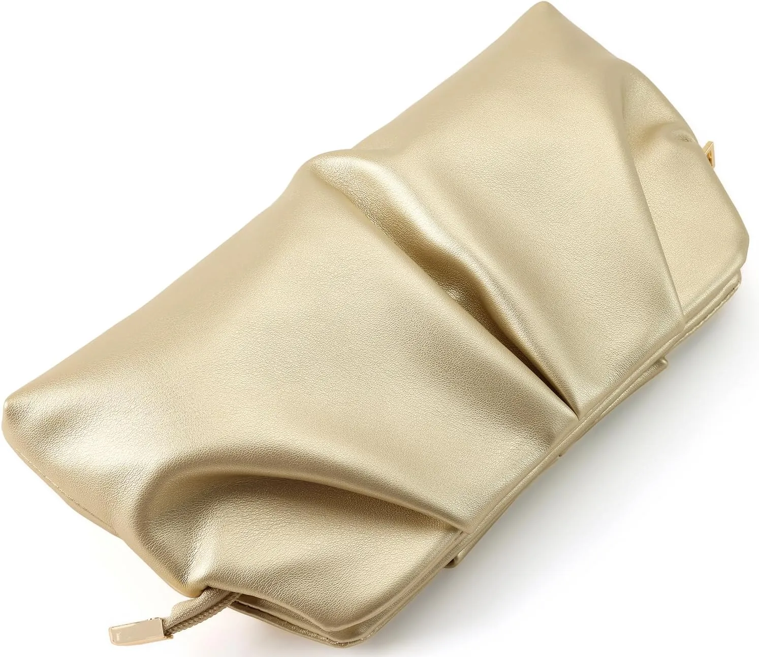 Women Clutch Bag Dressy Formal Handbag Pleated PU Clutch Purse Detachable Chain Crossbody Bag