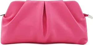 Women Clutch Bag Dressy Formal Handbag Pleated PU Clutch Purse Detachable Chain Crossbody Bag