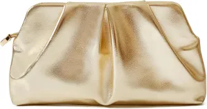 Women Clutch Bag Dressy Formal Handbag Pleated PU Clutch Purse Detachable Chain Crossbody Bag