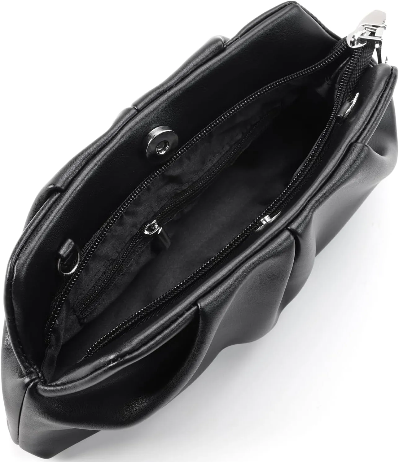 Women Clutch Bag Dressy Formal Handbag Pleated PU Clutch Purse Detachable Chain Crossbody Bag