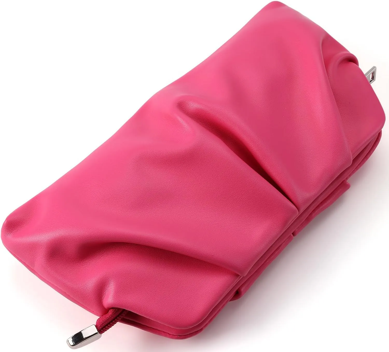 Women Clutch Bag Dressy Formal Handbag Pleated PU Clutch Purse Detachable Chain Crossbody Bag