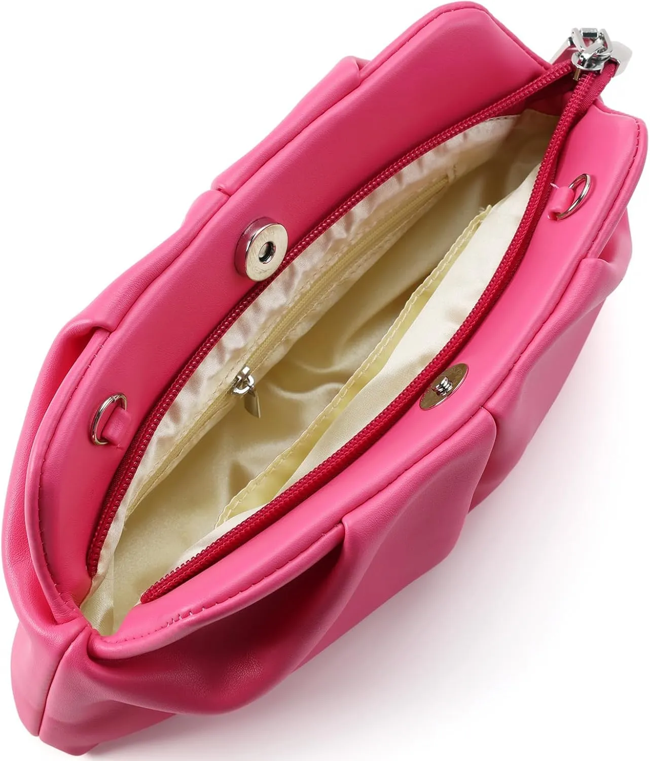 Women Clutch Bag Dressy Formal Handbag Pleated PU Clutch Purse Detachable Chain Crossbody Bag
