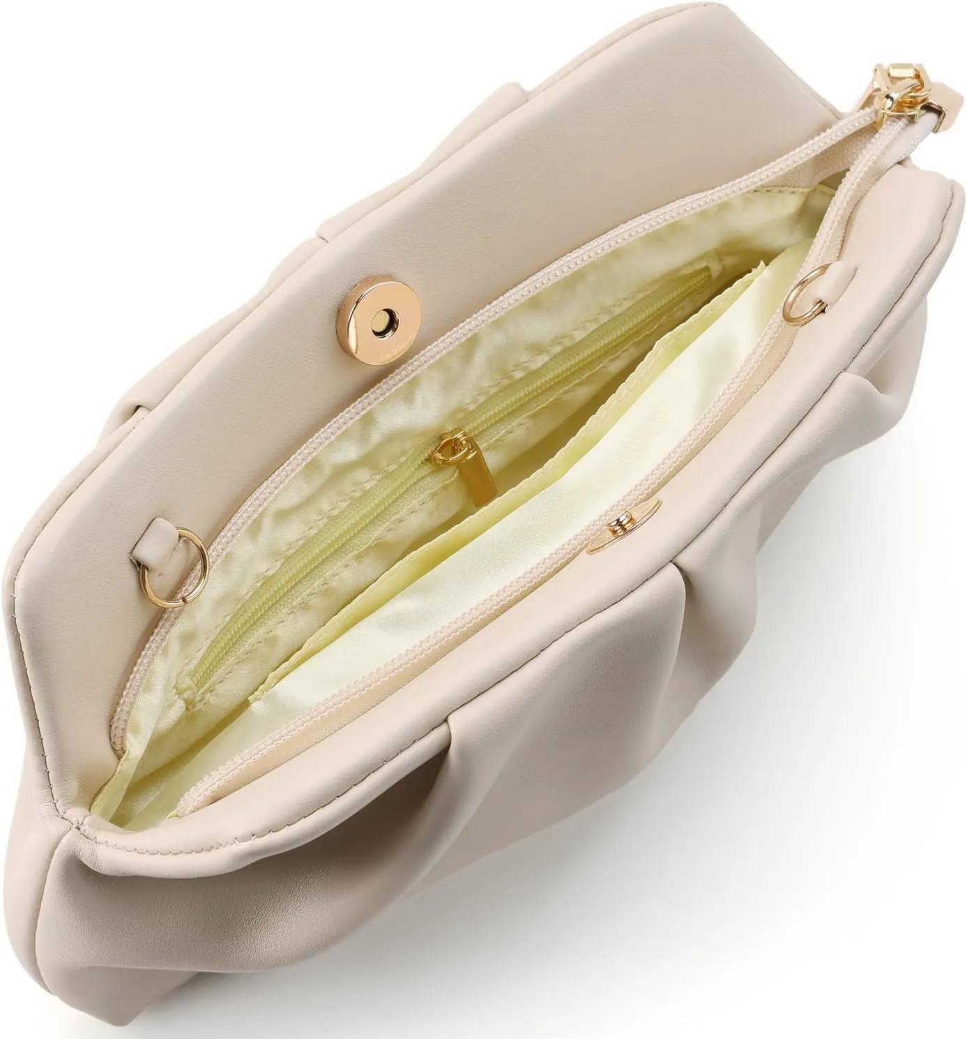 Women Clutch Bag Dressy Formal Handbag Pleated PU Clutch Purse Detachable Chain Crossbody Bag