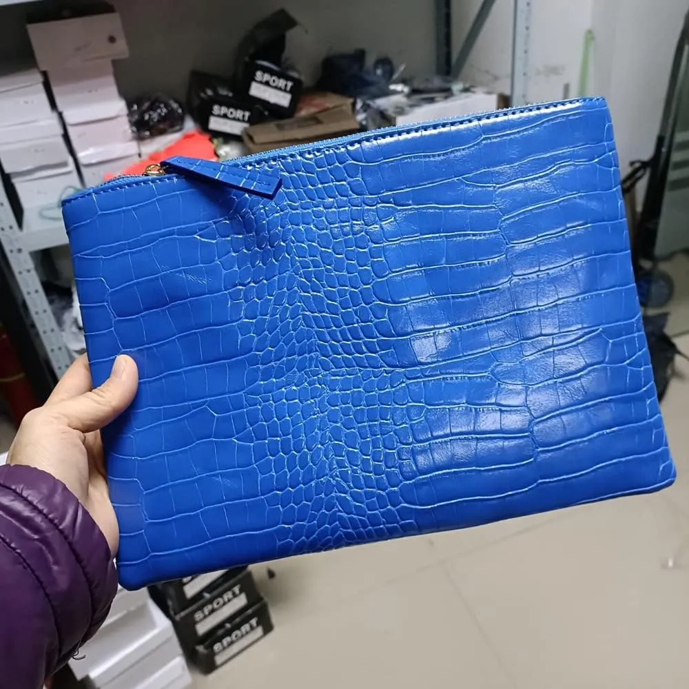 Women Clutches Crocodile Grain PU Leather Envelope Clutch Bag