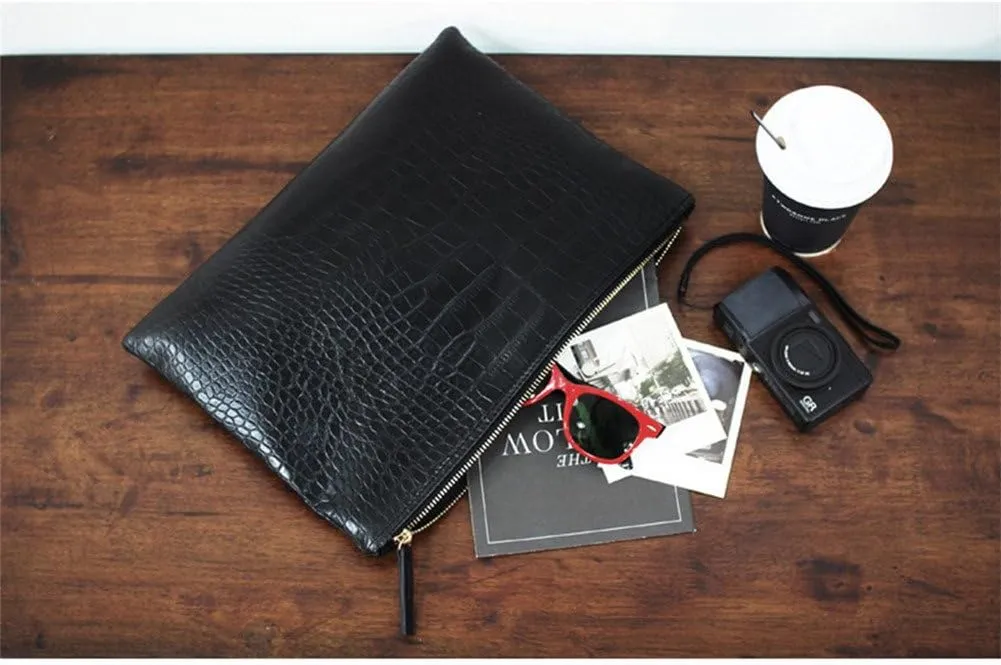 Women Clutches Crocodile Grain PU Leather Envelope Clutch Bag