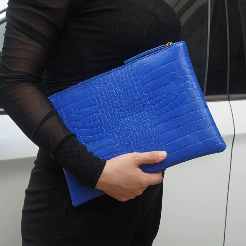 Women Clutches Crocodile Grain PU Leather Envelope Clutch Bag