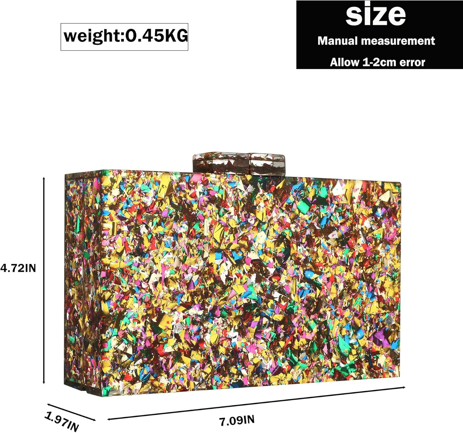 Women Clutches Evening Bags Acrylic Multicolor Purses and Handbags Shoulder Cross Body Bag Formal Wedding Prom Party