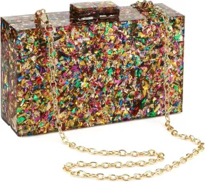 Women Clutches Evening Bags Acrylic Multicolor Purses and Handbags Shoulder Cross Body Bag Formal Wedding Prom Party