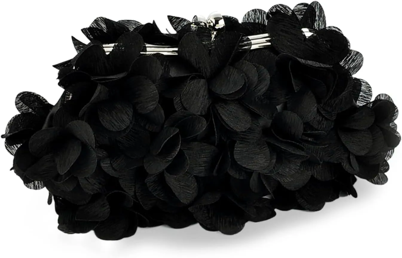 Women Elegant Evening Purse, Small Floral Clutch Bag with Detachable Chain for Wedding, Party, Prom