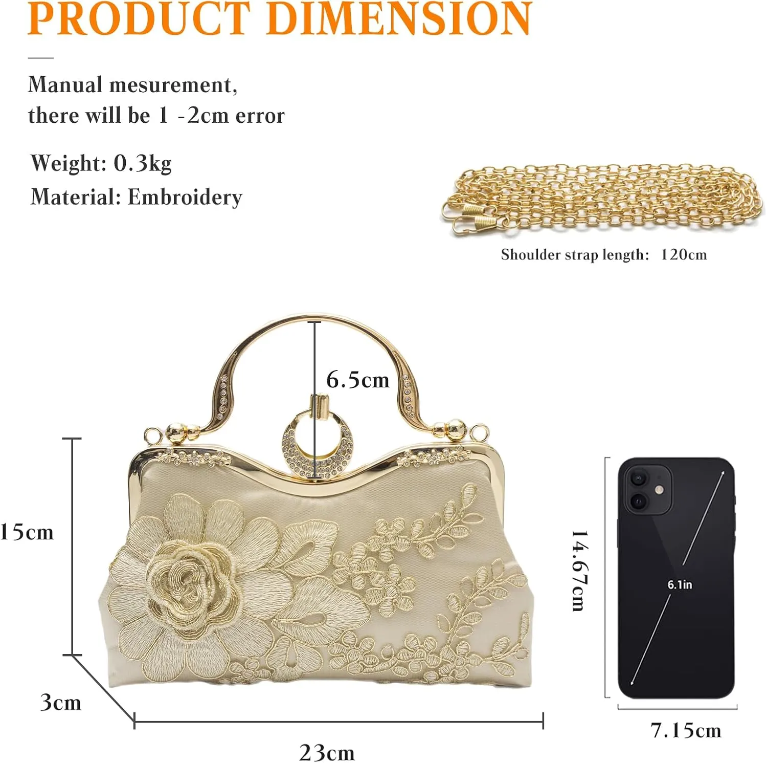Women Evening Bag Floral Embroidery Clutch Bag Vintage Handbag Bridal Wedding Purse Elegant Shoulder Bag