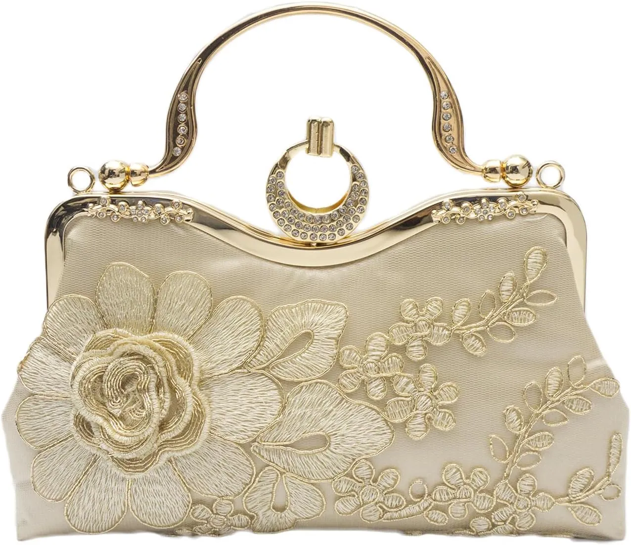 Women Evening Bag Floral Embroidery Clutch Bag Vintage Handbag Bridal Wedding Purse Elegant Shoulder Bag