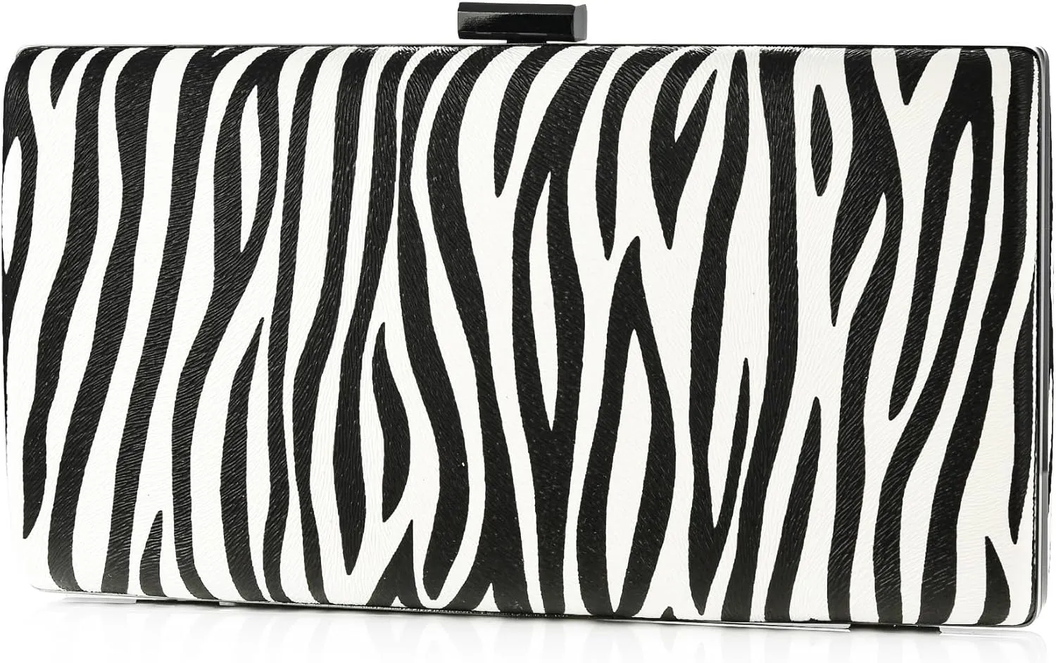 Women Evening Clutch Purse Zebra Print PU Leather Shoulder Crossbody Bag With Detachable Chain For Wedding Cocktail Party