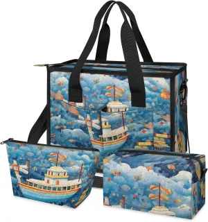 Women Fashion Tote Bag Wallet Shoulder Bags Set 3PCS Top Handle Satchel Purse Large Zippered Handbag Daily Use