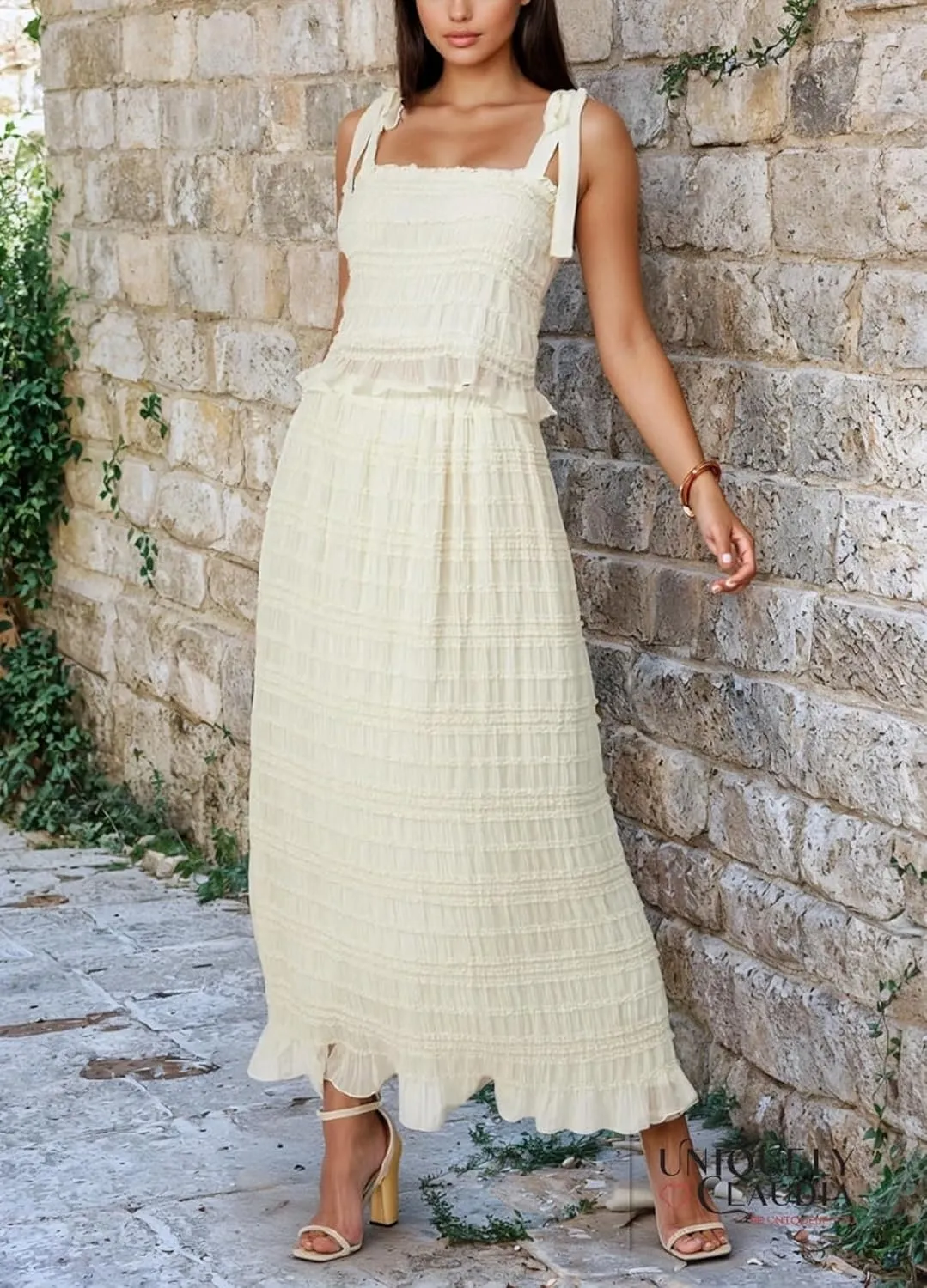 Women Floral Maxi Dress Boho Tie Shoulder Flowy Sundress Sleeveless Backless Long Dress Summer Holiday Beachwear