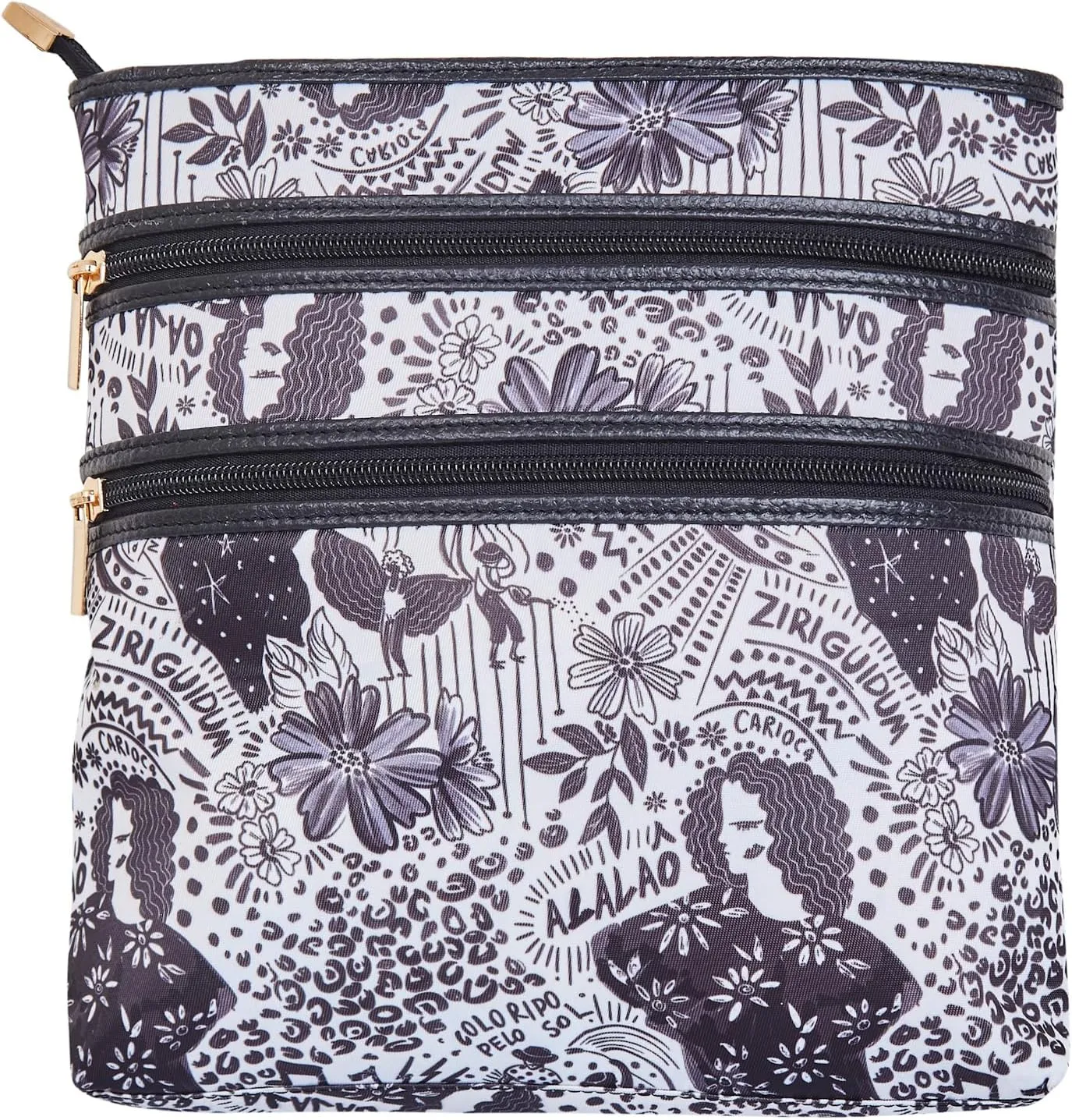 Women genuine leather trim crossbody bag
