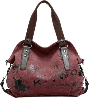 Women Handbag Casual Vintage Hobo Canvas Daily Purse Shoulder Tote Shopper Bag