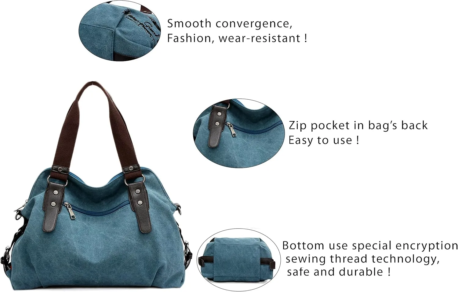 Women Handbag Casual Vintage Hobo Canvas Daily Purse Shoulder Tote Shopper Bag