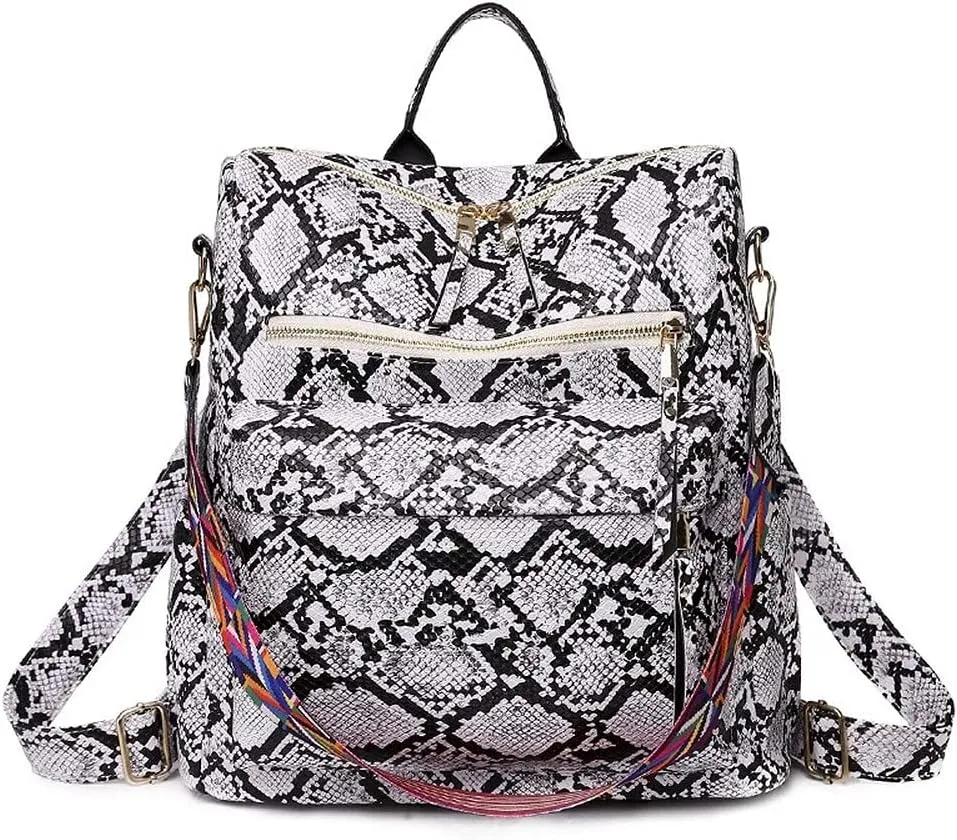 Women Messenger Bag Cellphone Bags PU Leather Hipster Shoulder Bag Travel Best Choice Convertible Satchel Handbags, Serpentine White, One Size