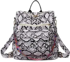 Women Messenger Bag Cellphone Bags PU Leather Hipster Shoulder Bag Travel Best Choice Convertible Satchel Handbags, Serpentine White, One Size