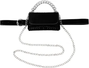 Women Mini Chain Plaid Fanny Pack Waist Bag Belt Bag Small Shoulder Purse for Travel Workout Running Hiking