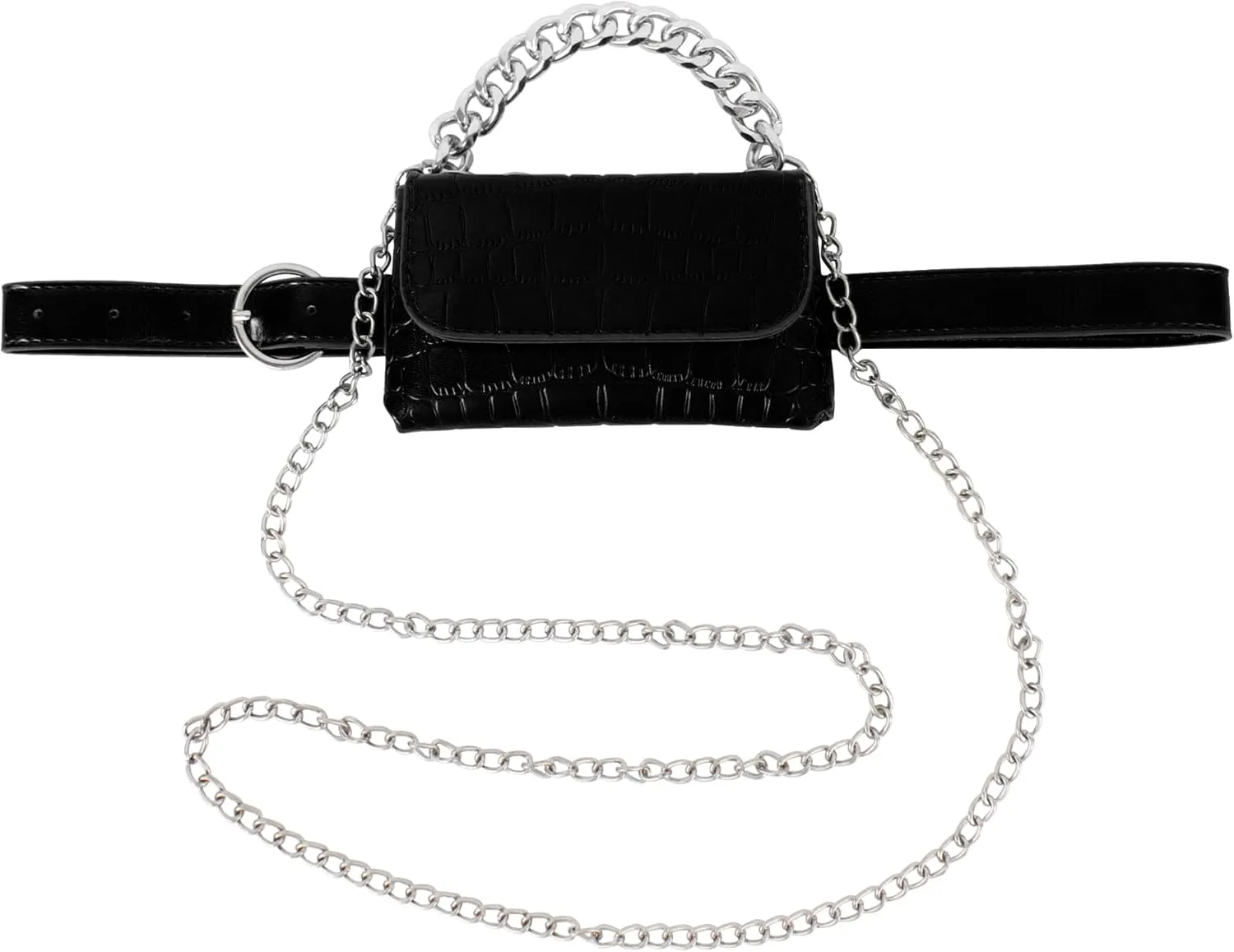 Women Mini Chain Plaid Fanny Pack Waist Bag Belt Bag Small Shoulder Purse for Travel Workout Running Hiking