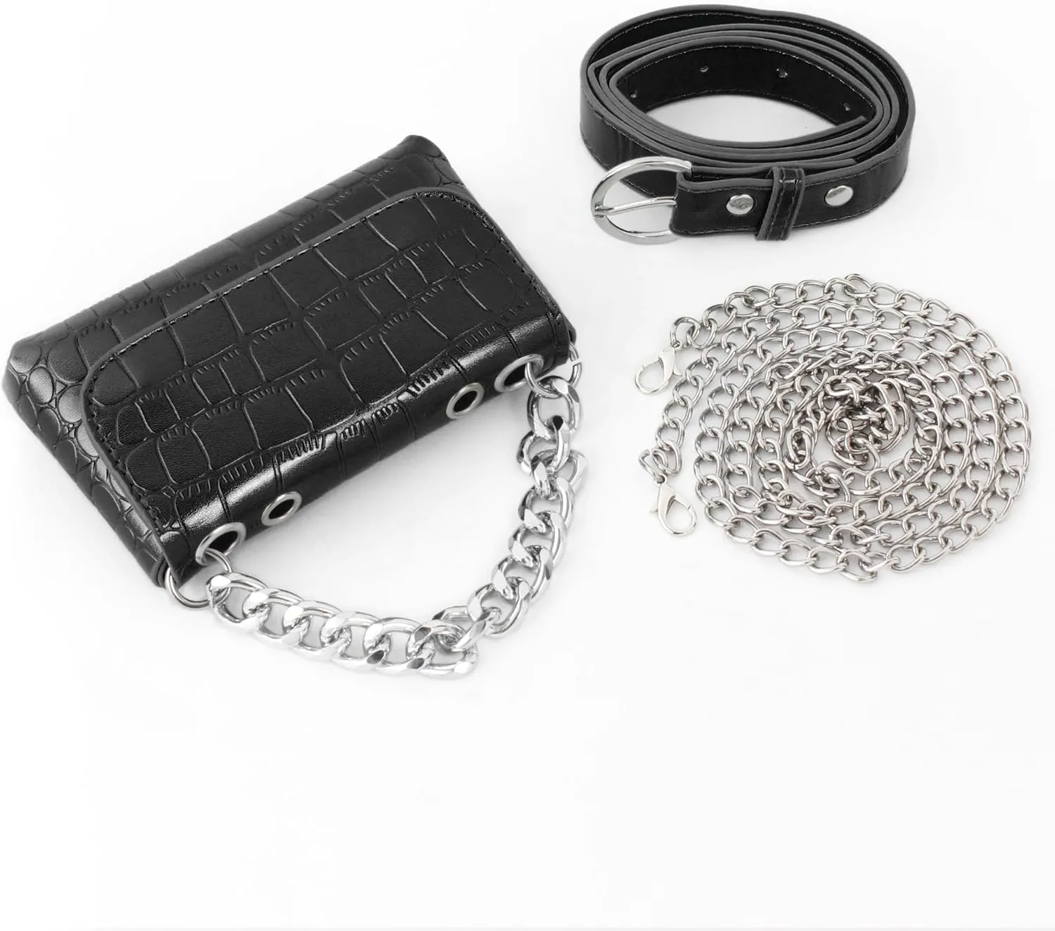 Women Mini Chain Plaid Fanny Pack Waist Bag Belt Bag Small Shoulder Purse for Travel Workout Running Hiking