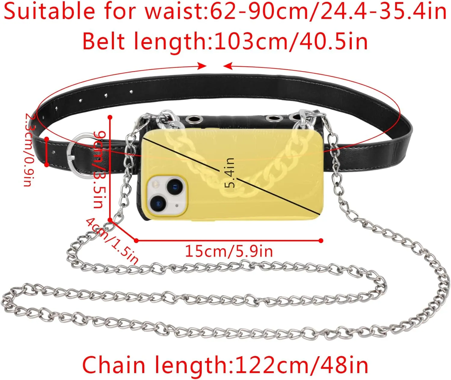 Women Mini Chain Plaid Fanny Pack Waist Bag Belt Bag Small Shoulder Purse for Travel Workout Running Hiking