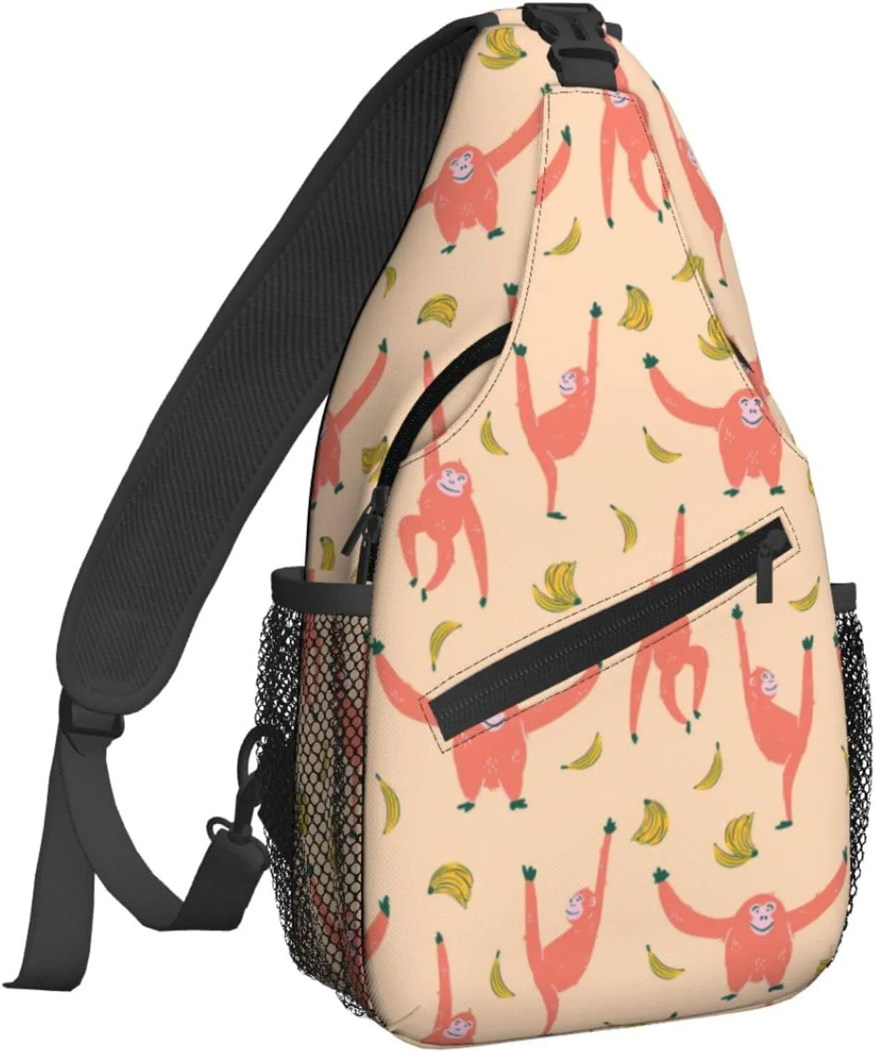 Women Orangutan Monkey Bananas Crossbody Sling Backpack for Men Chest Bag Shoulder Bag Lightweight One Strap Backpack Travel Outdoor Daypack
