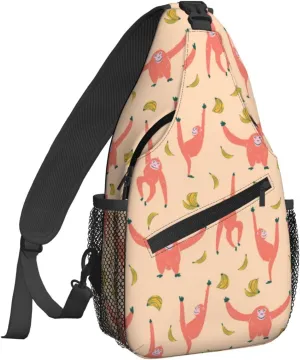 Women Orangutan Monkey Bananas Crossbody Sling Backpack for Men Chest Bag Shoulder Bag Lightweight One Strap Backpack Travel Outdoor Daypack