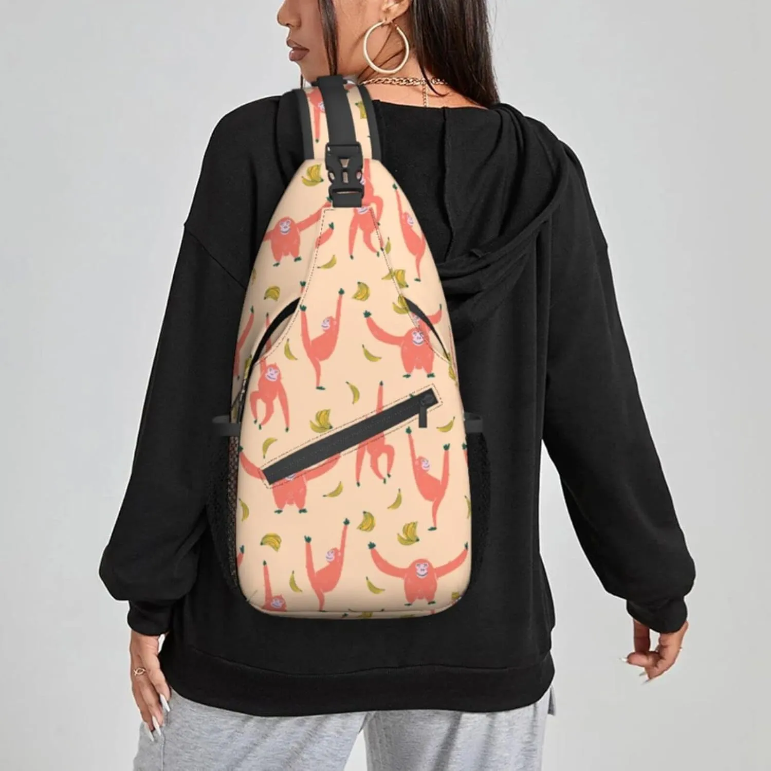Women Orangutan Monkey Bananas Crossbody Sling Backpack for Men Chest Bag Shoulder Bag Lightweight One Strap Backpack Travel Outdoor Daypack
