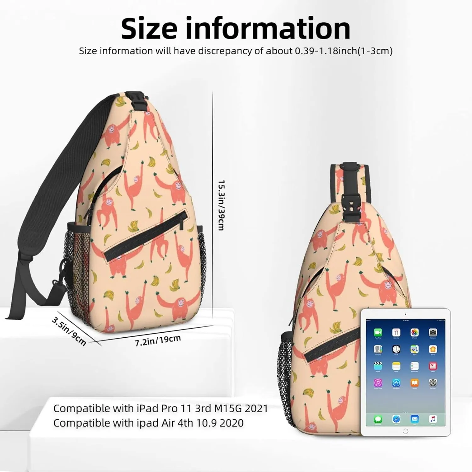 Women Orangutan Monkey Bananas Crossbody Sling Backpack for Men Chest Bag Shoulder Bag Lightweight One Strap Backpack Travel Outdoor Daypack