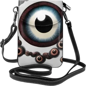women Small Cell Phone Purse Rounded eyeballs pattern Soft, durable and waterproof PU leather Convenient for daily use and travel