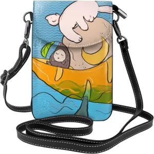 women Small Cell Phone Purse Sunflower seeds and rabbits picture : Multifunction,Soft, durable,Convenient for daily use and travel, Black, One Size