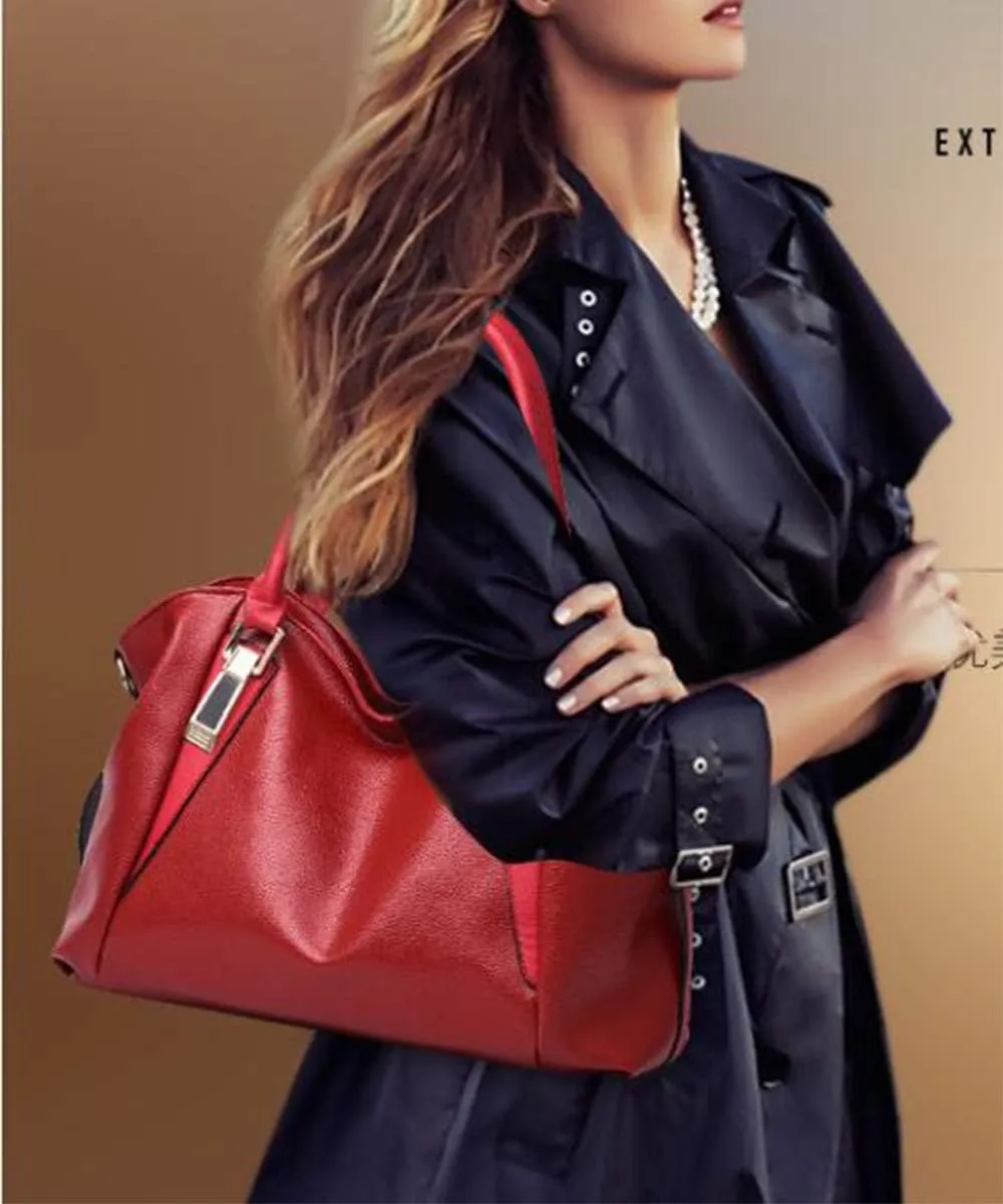 Women Soft Synthetic Patent Leather Handbag Large Capacity Female Tote Clutches Shoulder Messenger Crossbody Bag