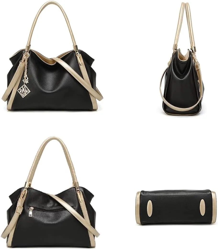 Women Soft Synthetic Patnet Leather Large Capacity Tote Satchel Hobo Shoulder Messenger Handbags Clutches Wristlet