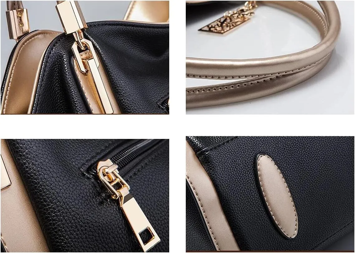 Women Soft Synthetic Patnet Leather Large Capacity Tote Satchel Hobo Shoulder Messenger Handbags Clutches Wristlet