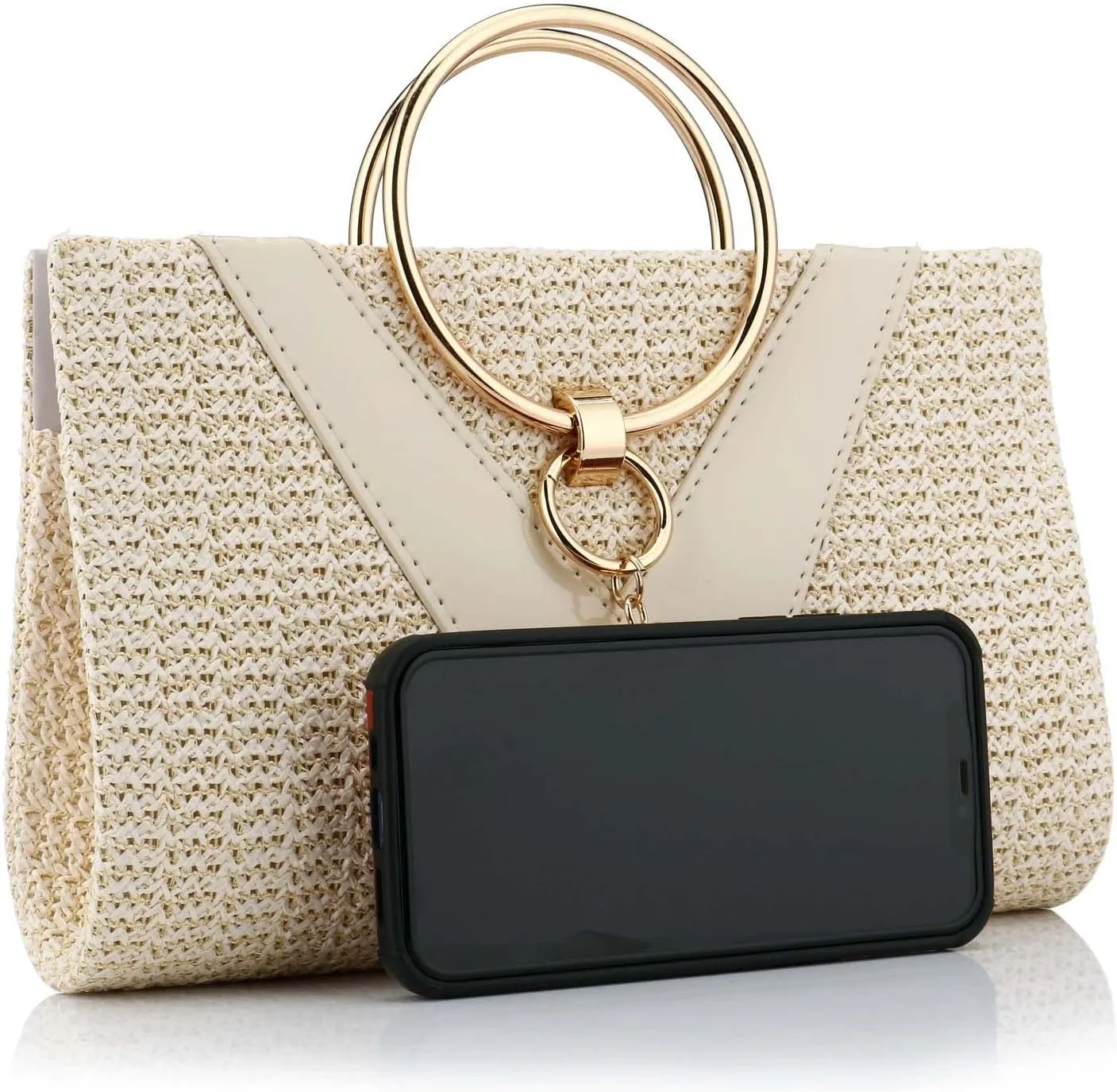 Women Straw Bag Evening Clutch Purse Elegant Handbags Formal Party Clutches Purses for Wedding/Prom/Cocktail