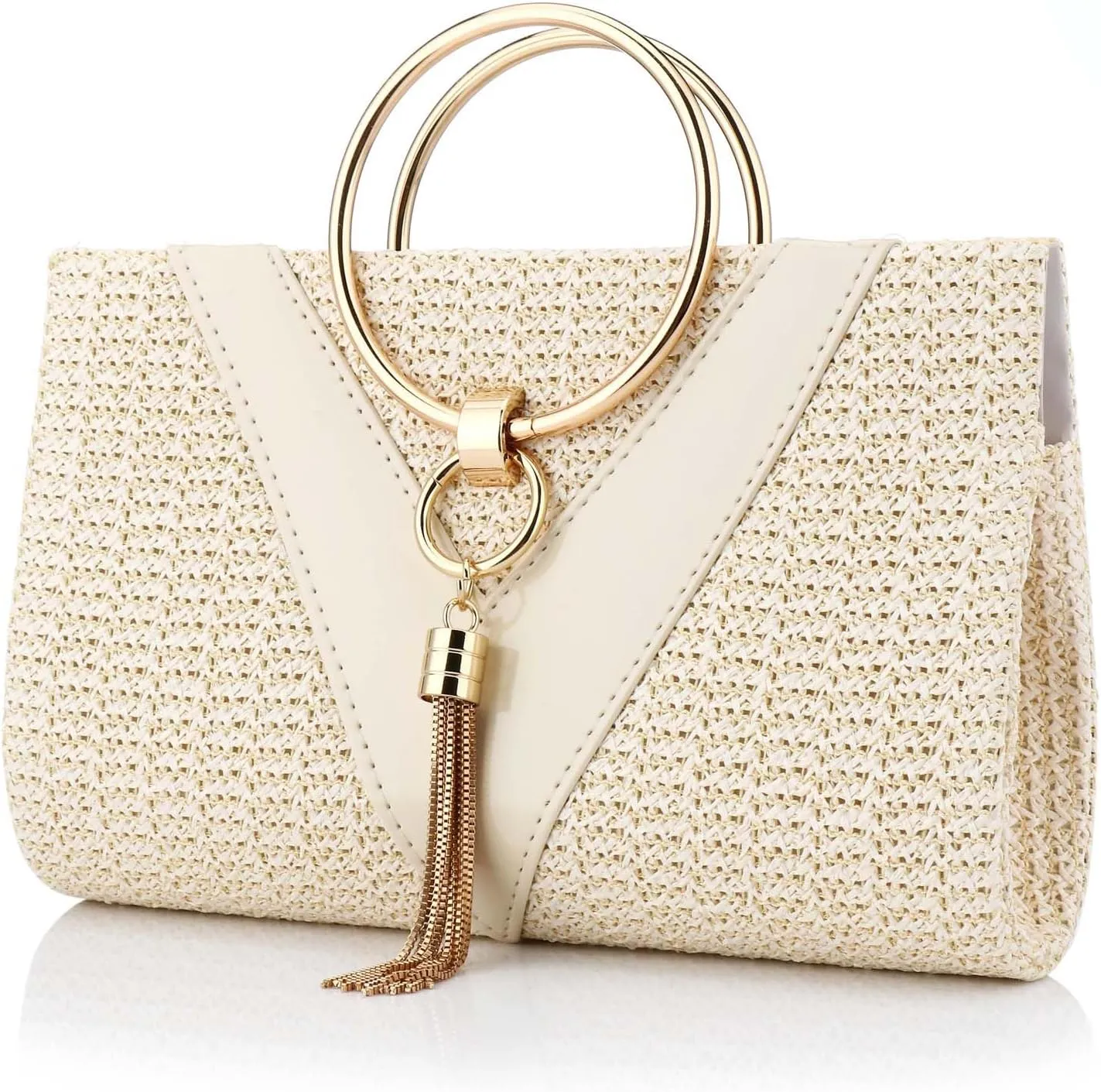 Women Straw Bag Evening Clutch Purse Elegant Handbags Formal Party Clutches Purses for Wedding/Prom/Cocktail