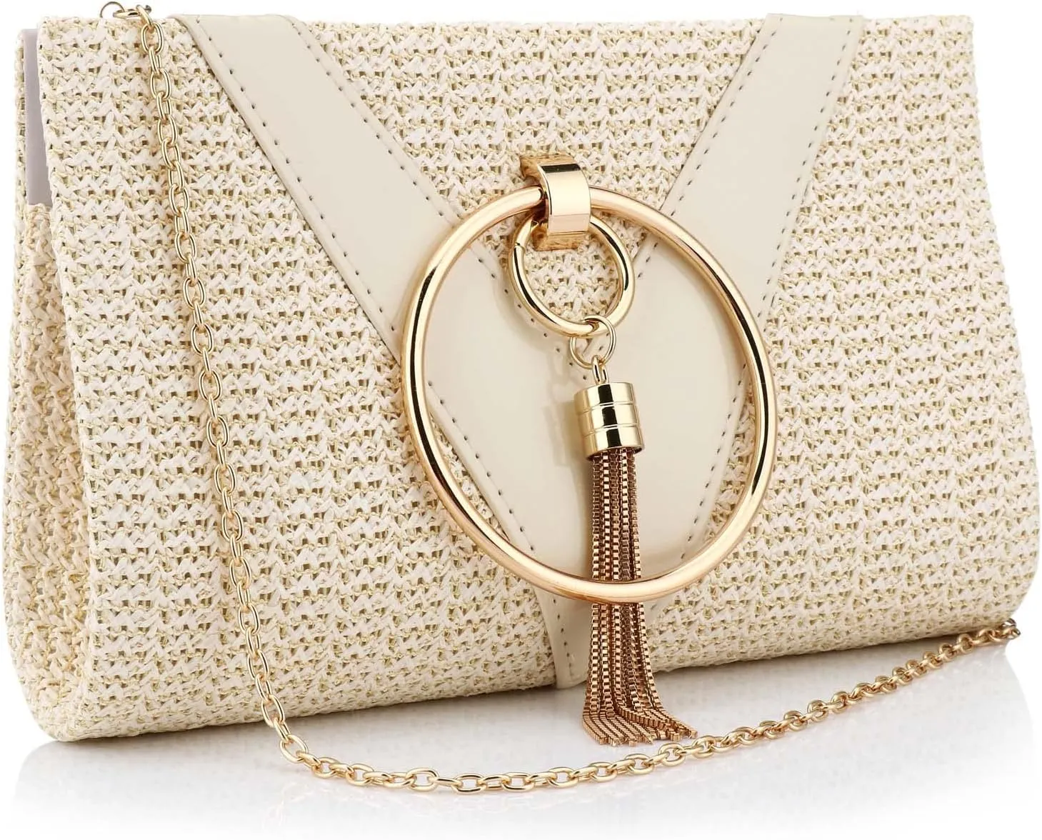 Women Straw Bag Evening Clutch Purse Elegant Handbags Formal Party Clutches Purses for Wedding/Prom/Cocktail