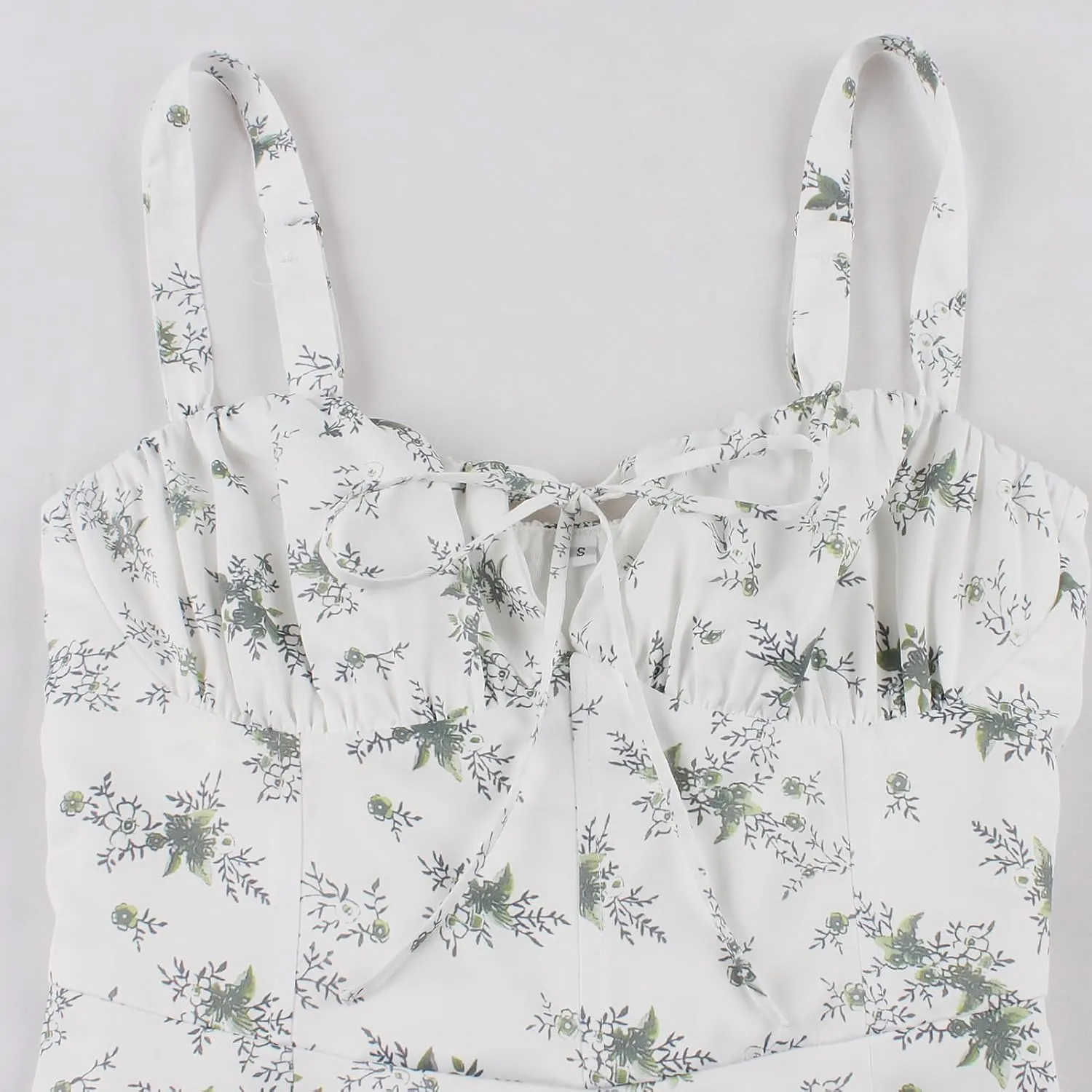 Women Summer Boho Dress Spaghetti Straps Split Sling Dress Women Floral Corset Dress A-Line Casual Sundress