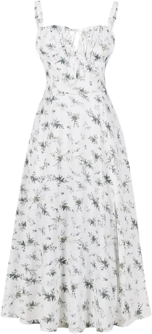 Women Summer Boho Dress Spaghetti Straps Split Sling Dress Women Floral Corset Dress A-Line Casual Sundress